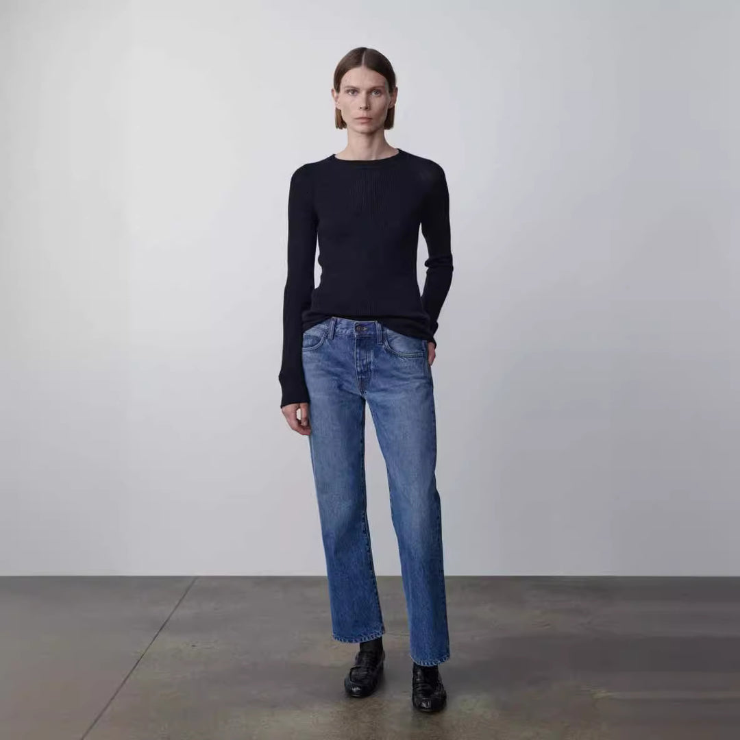 Damen Figurbetontes Rippstrickoberteil Drune
