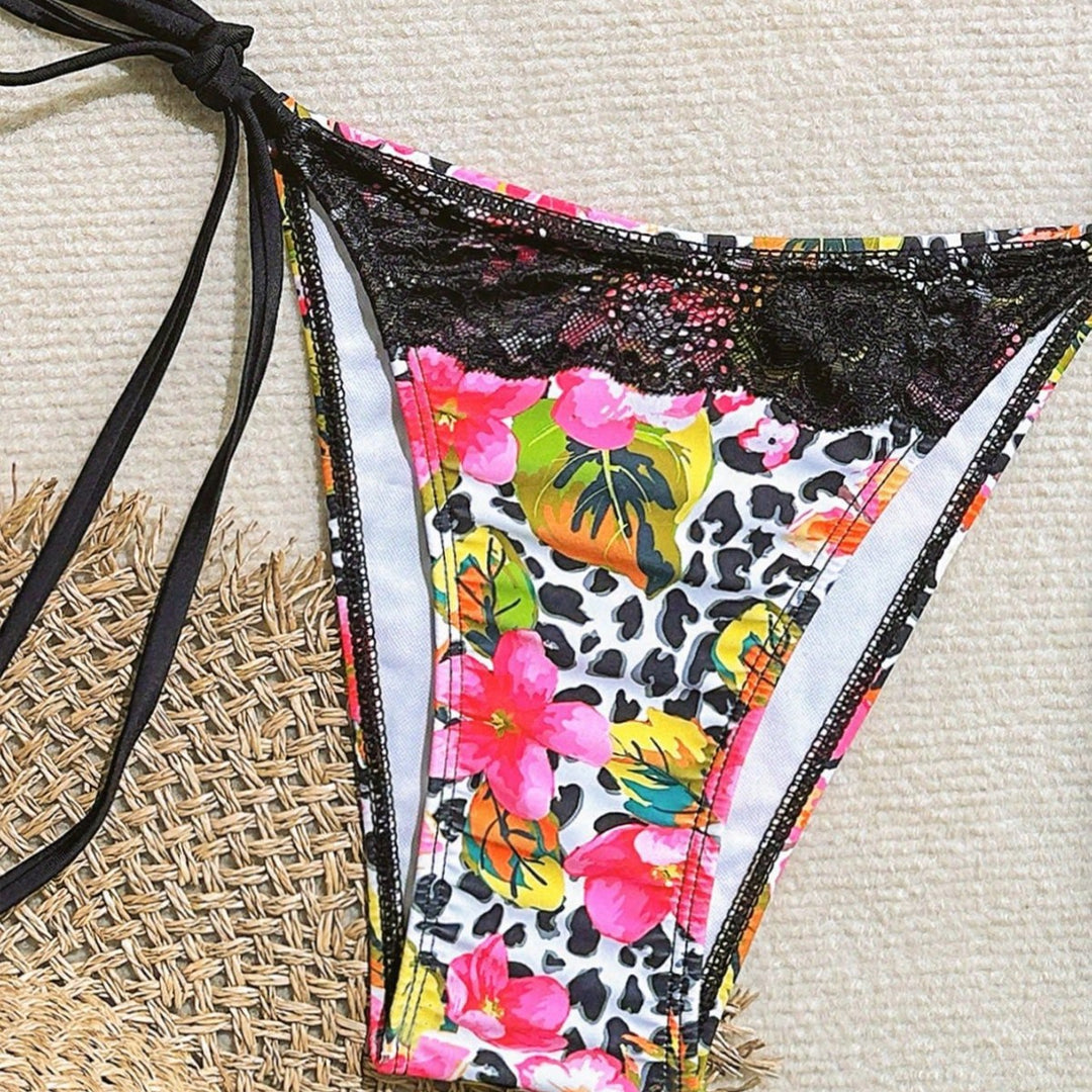 Damen Triangel-Bikini mit Spitzenverzierungen Drune