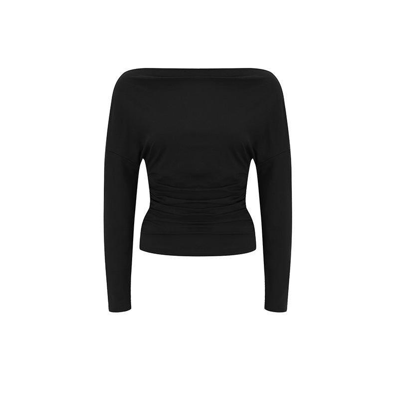 Damen Off-Shoulder Oberteil mit figurbetontem Schnitt und feiner Raffung Drune