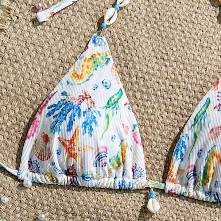 Damen Triangel-Bikini mit handgefertigten Muschelverzierungen Drune