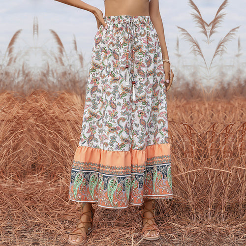 Damen Maxi-Rock mit buntem Paisleymuster Drune