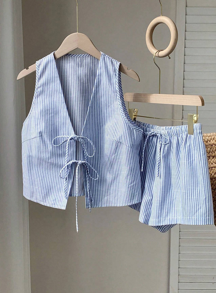 Damen Lässiges Zweiteiliges Set mit Bindegürtel Drune