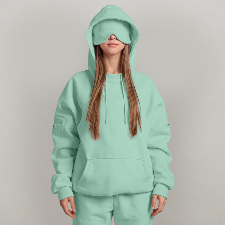 Damen kuscheliger Oversized Hoodie mit integrierter Augenmaske Drune