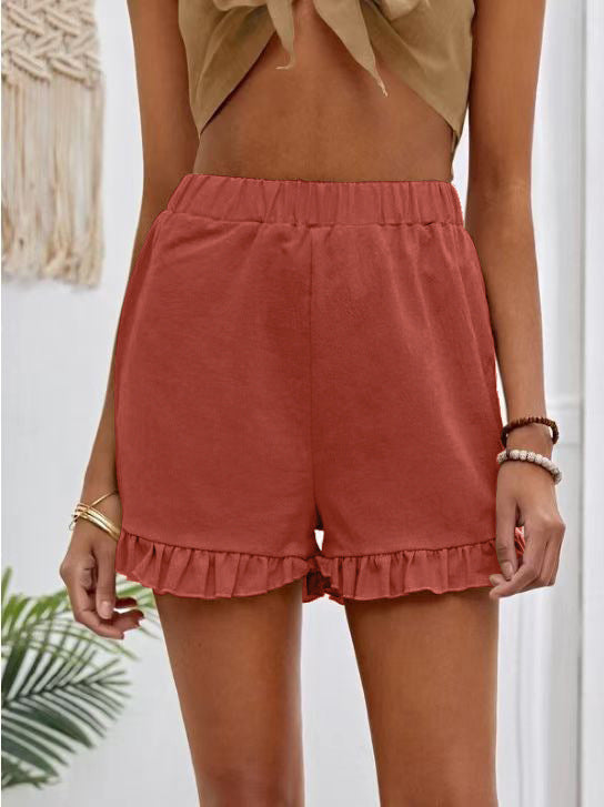 Damen Shorts mit Rüschendetails und Elastischem Bund Drune