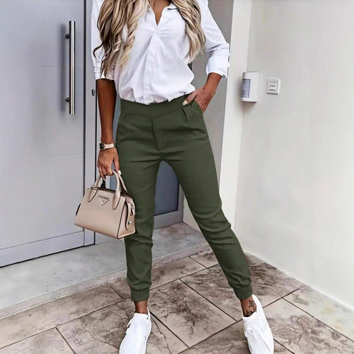 Damen bequeme Slim-Fit Chino-Hose Drune