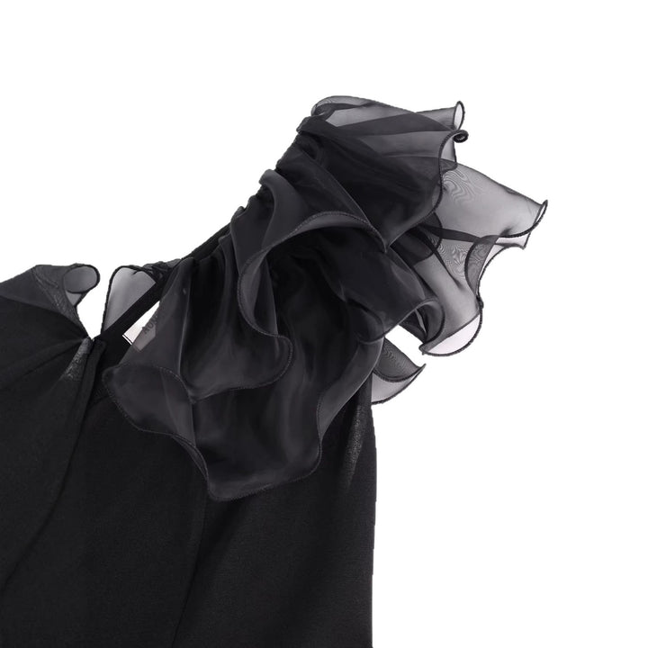 Damen Abendkleid mit voluminösen Rüschendetails und schickem Fransen Drune