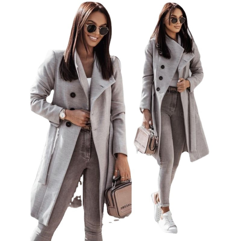 Damen Eleganter Trenchcoat aus hochwertigem Material mit taillierbarem Gürtel und stilvollem Schnitt Drune