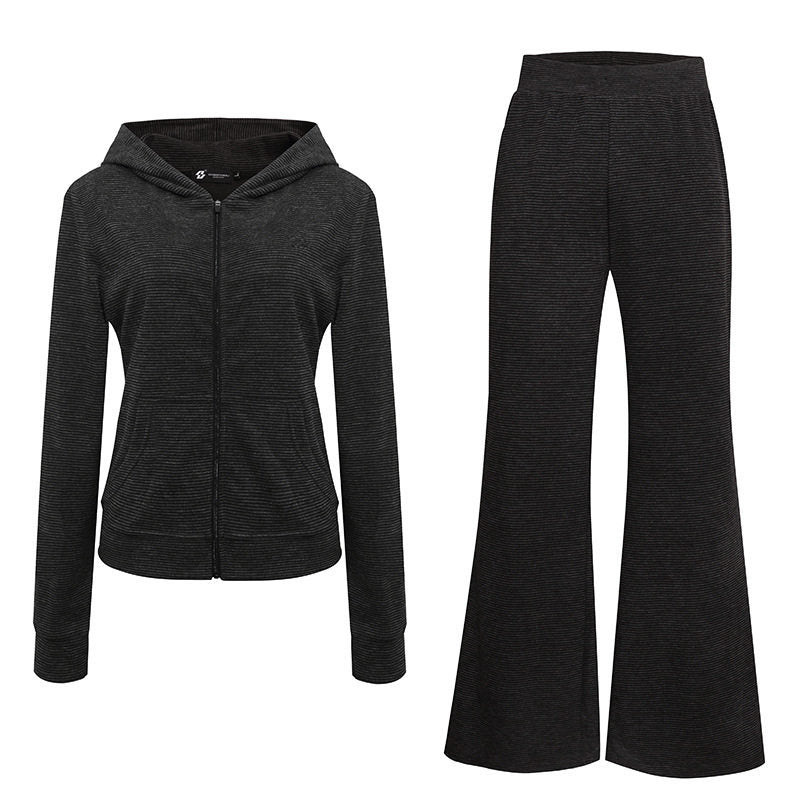 Damen Weite Flared Strickhose mit hohem Bund und ausgestelltem Bein Drune