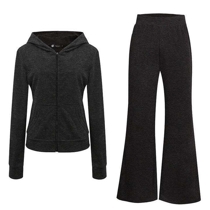 Damen Weite Flared Strickhose mit hohem Bund und ausgestelltem Bein Drune