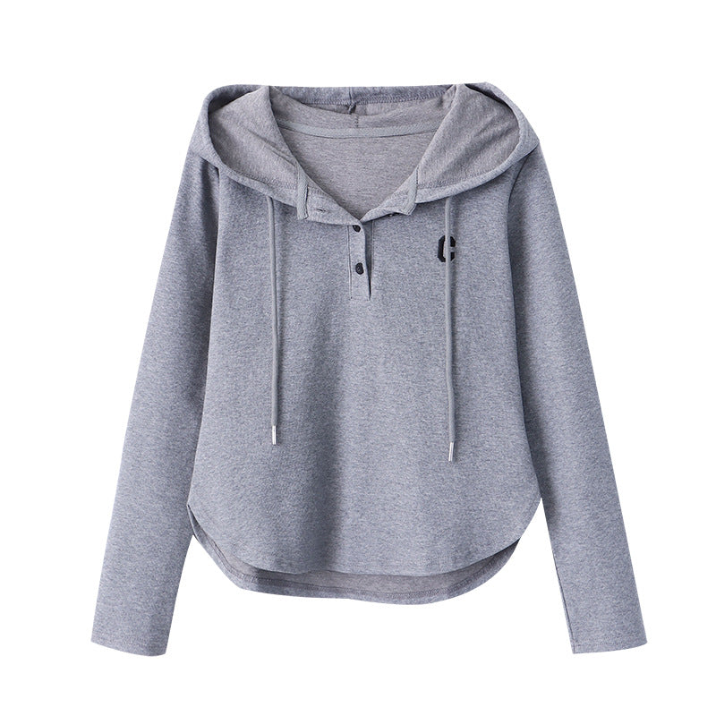 Damen Hoodie mit Knopfleiste und lässigem Schnitt Drune
