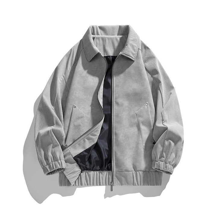 Herren Kunstvelours‑Bomberjacke im Oversize‑Boxy‑Cut mit Zwei‑Wege‑Reißverschluss & elastischem Saum Drune