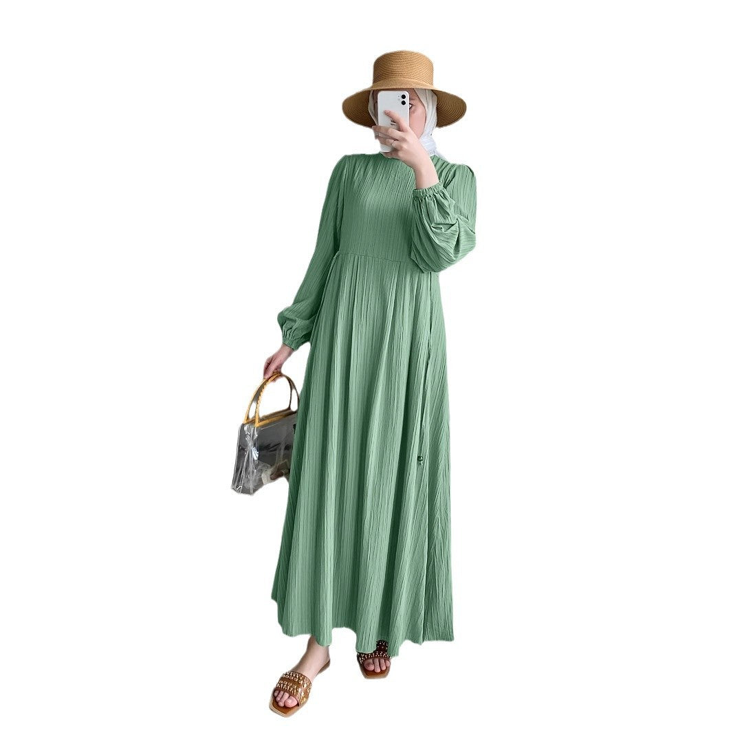 Damen Maxikleid mit raffiniertem Faltenwurf und elastischen Ärmeln Drune