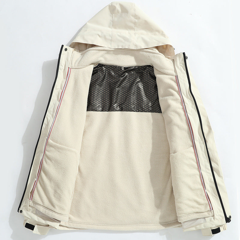 Herren Leichte Softshell-Regenjacke mit herausnehmbarem Fleecefutter, versiegelten Nähten und Multifunktions‑Taschen Drune