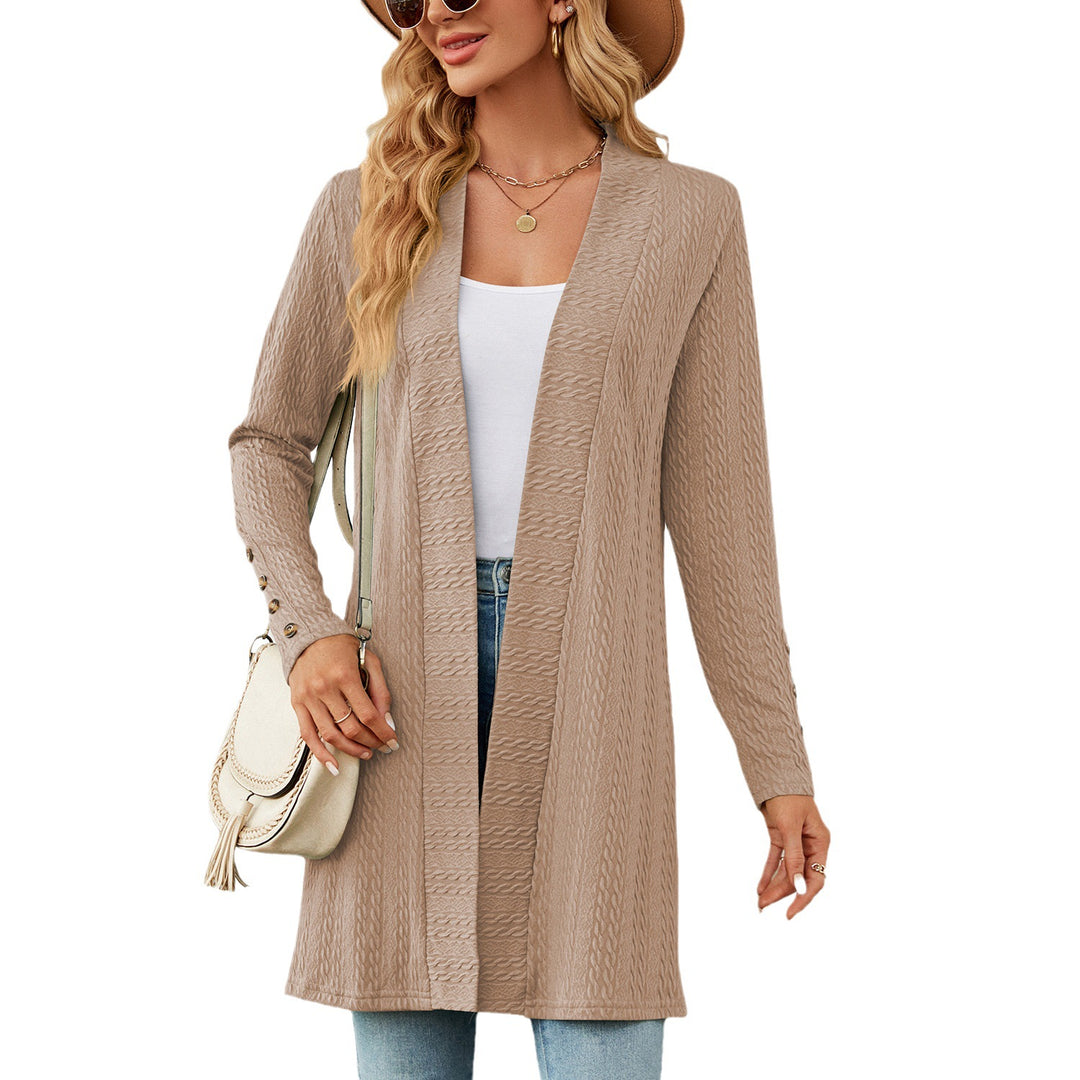 Damen Strickmantel mit modischem Zopfmuster und eleganten Knopfdetails Drune