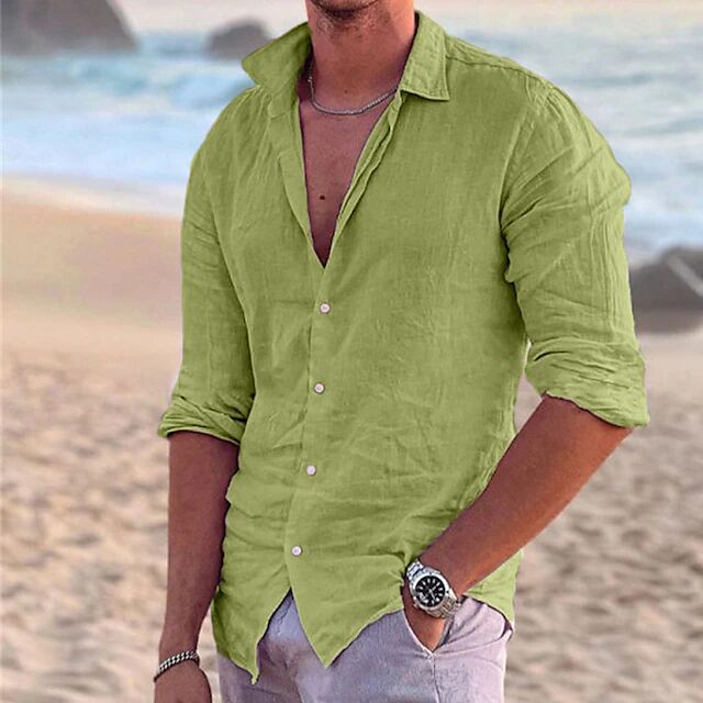 Herren Sommerliche Leinenhemd Drune