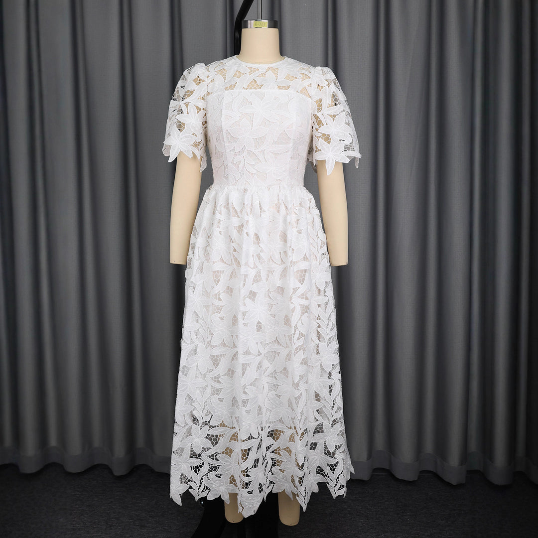 Damen Spitzen-Maxikleid mit floralem Design Drune