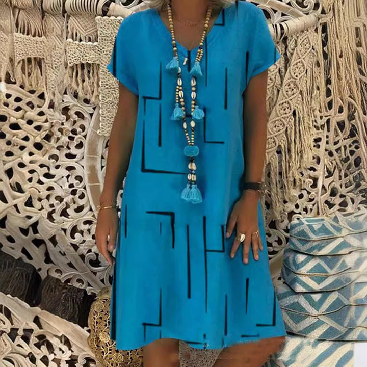 Damen Bequemes Tunika-Kleid mit modernen grafischen Mustern Drune