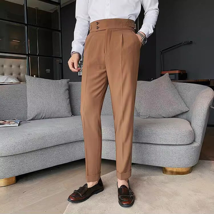 Herren Elegante Anzughose mit hoher Tailierung Drune