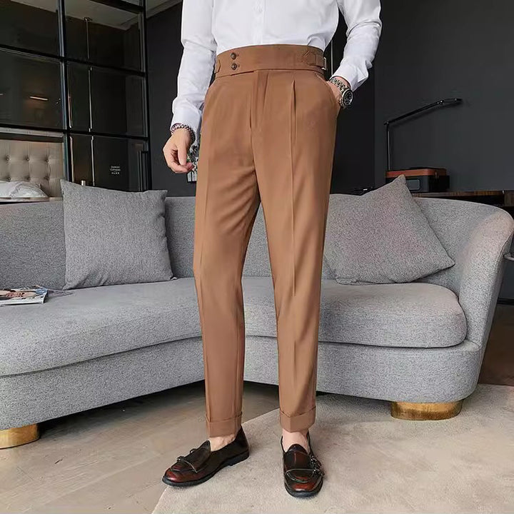 Herren Elegante Anzughose mit hoher Tailierung Drune