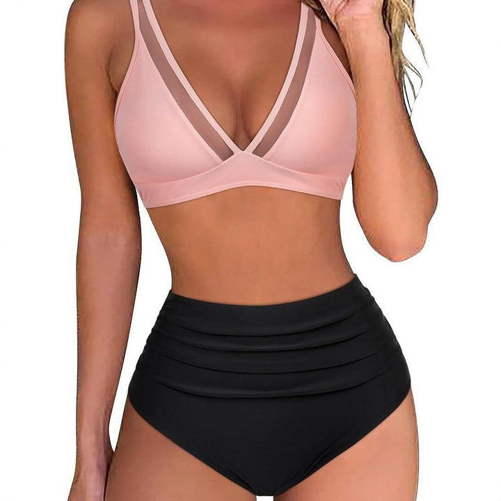 Damen Stylisches Bikiniset mit hohen Bündchen und raffinierten Schnürdetails Drune