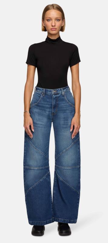 Damen breite Jeans mit einzigartigem Nahtdesign im angesagten Stil Drune