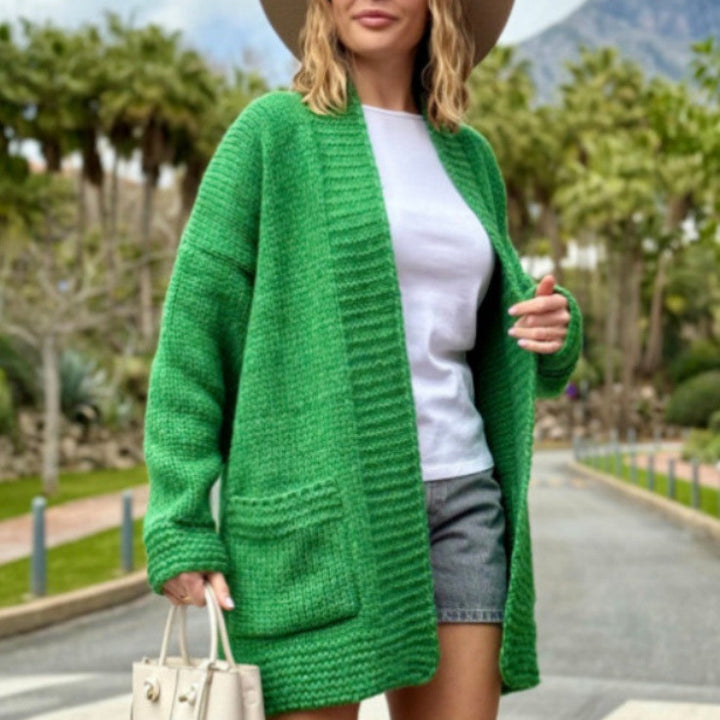 Damen lässiger Strickcardigan mit praktischen Taschen und offenem Schnitt Drune