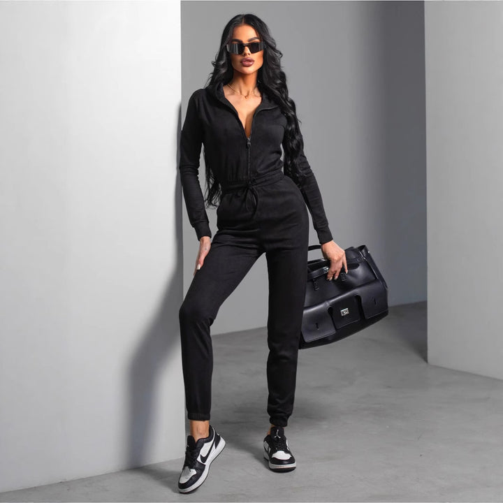 Damen stylischer Kapuzen-Jumpsuit Drune