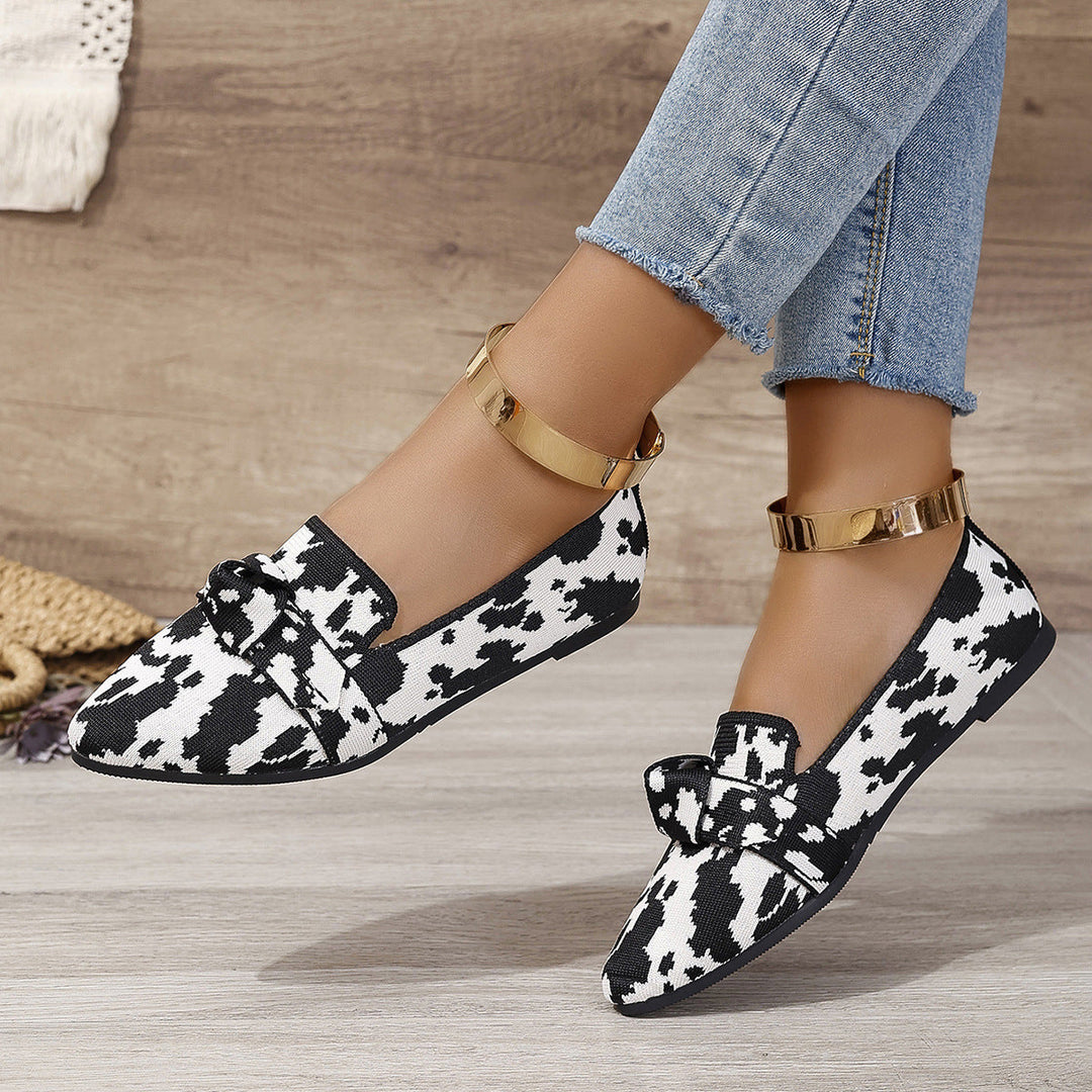 Damen Ballerinas mit modischem Streifendesign und charmantem Schleifenakzent Drune