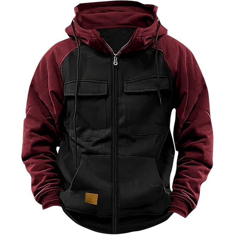 Herren Kapuzenjacke mit Cargo-Taschen und durchgehendem Reißverschluss Drune