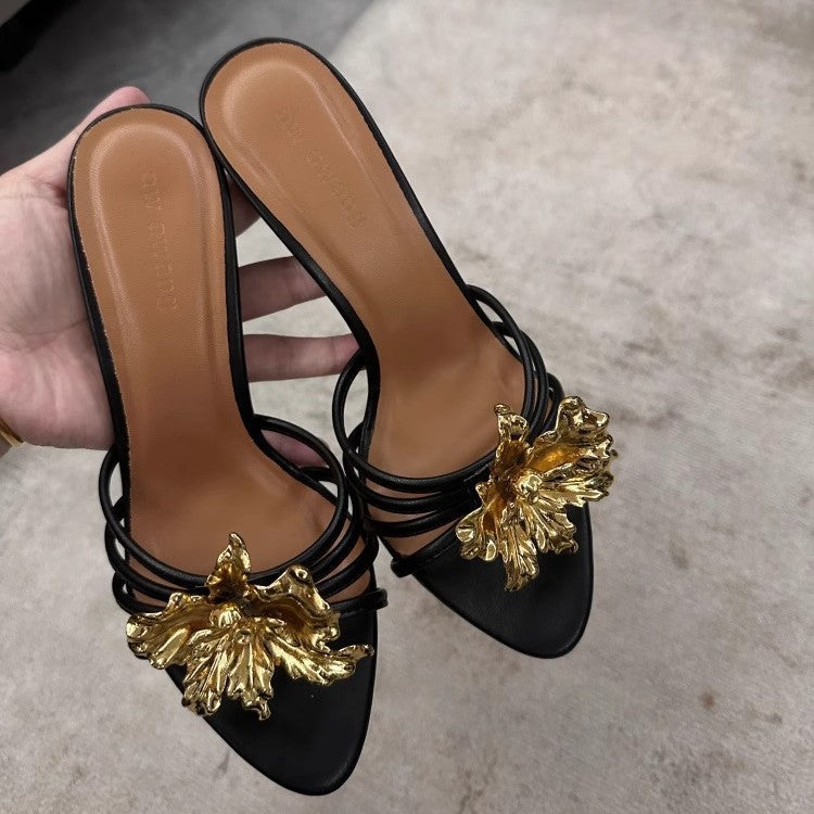 Damen offene High Heel Sandalen mit dekorativem Riemendesign Drune