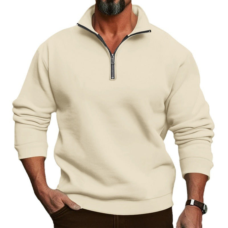 Herren nan lässiges Sweatshirt mit Reißverschluss-Stehkragen und innen weich angerautem Fleece Drune