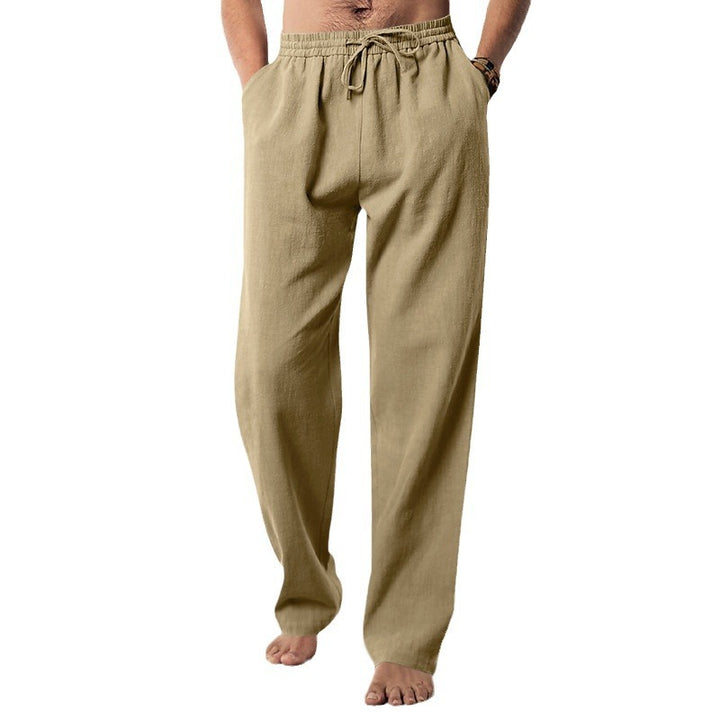 Herren komfortable Leinen-Loungehose mit extra weitem Bein, verstellbarem Kordelbund und atmungsaktiver Sommerqualität Drune