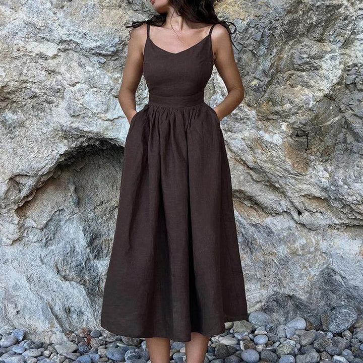 Damen Maxikleid mit verstellbaren Trägern und eleganter Taillierung Drune