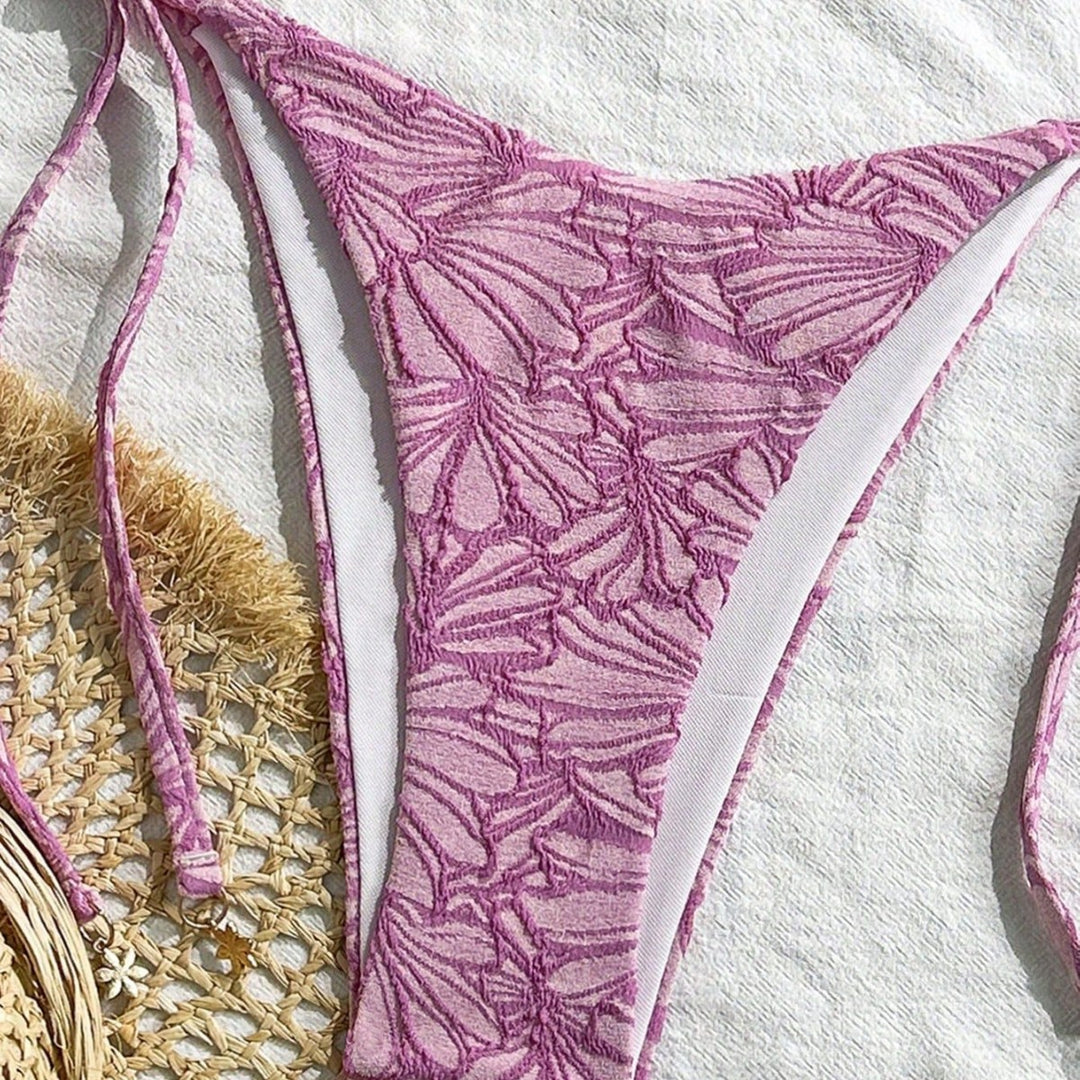 Damen Triangel-Bikini mit floralem Design und verspielten Bindebändern Drune