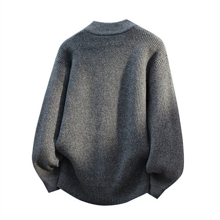 Herren Oversize-Strickjacke mit Zwei-Wege-Reißverschluss, geripptem Bund und aufgesetzten Taschen Drune
