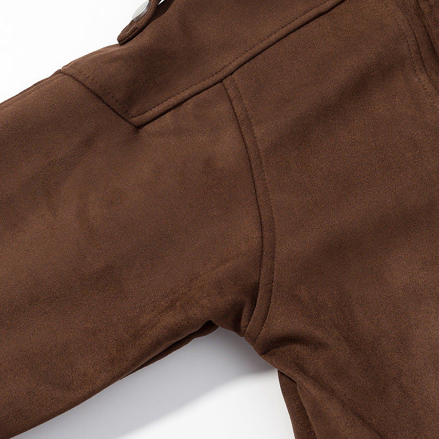 Damen modische Kurzjacke im urbanen Stil mit hohem Kragen und Schulterdetails Drune