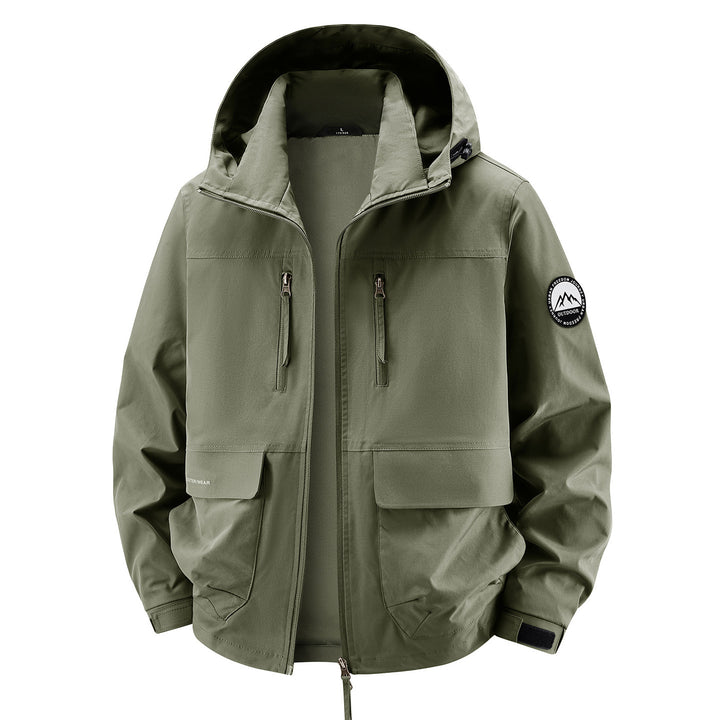 Herren Technische Kapuzen-Fieldjacke mit wasserabweisender Membran und Mehrfachtaschen Drune