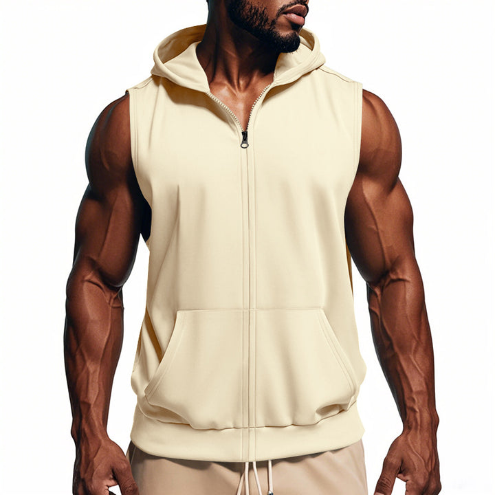 Herren Sportlicher Kapuzen-Sweater ohne Ärmel Drune