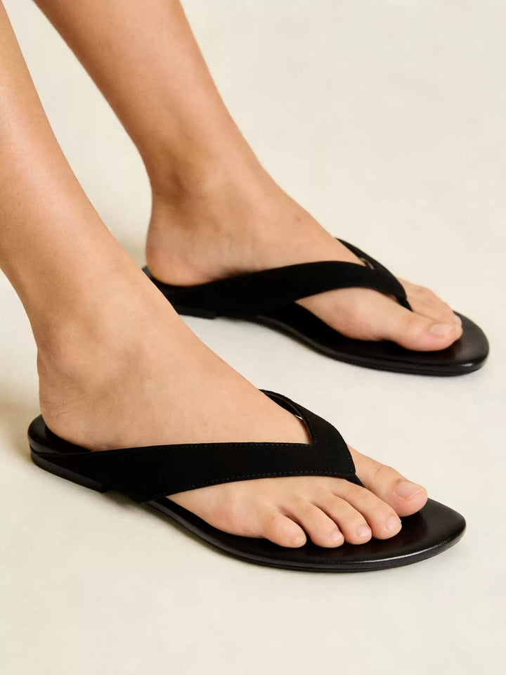 Damen Zehentrenner-Sandalen mit rutschfester Sohle und bequemem Fußbett Drune