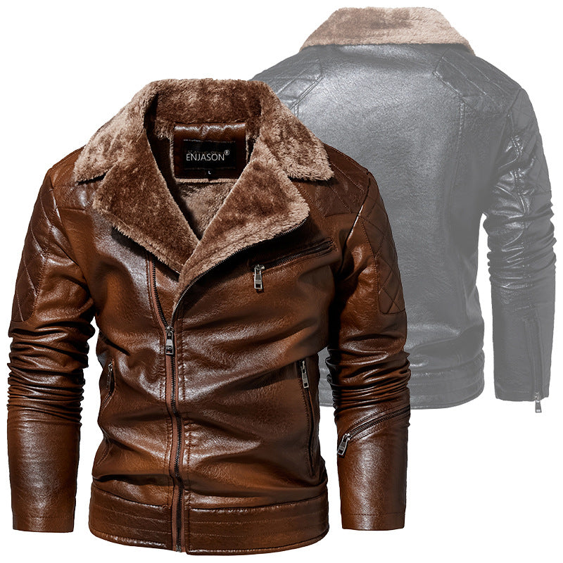 Herren Robuste Lederjacke mit Teddyfutter Drune