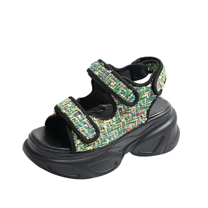 Damen Plateau-Sandalen mit verziertem Riemen und komfortabler Sohle Drune