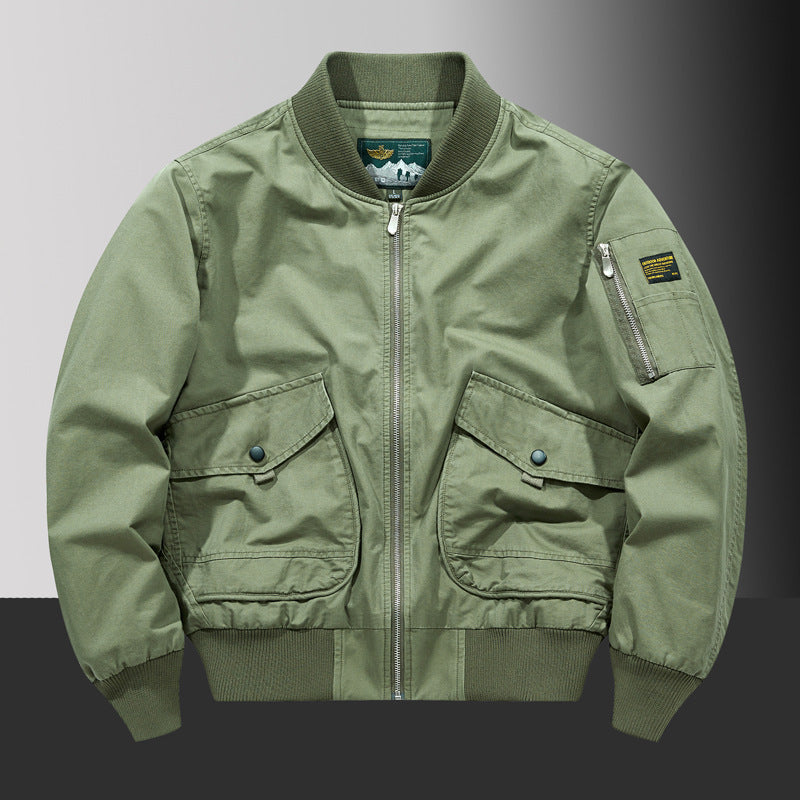 Herren Pilot‑Bomberjacke im Urban‑Utility‑Stil mit großen Klapp‑Pattentaschen und Ärmel‑Reißverschlusstasche Drune
