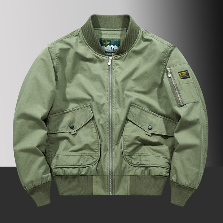Herren Pilot‑Bomberjacke im Urban‑Utility‑Stil mit großen Klapp‑Pattentaschen und Ärmel‑Reißverschlusstasche Drune
