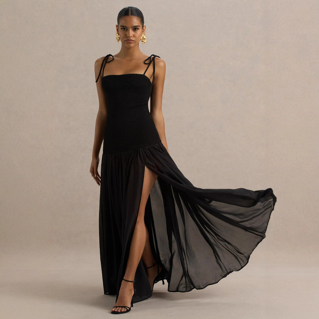 Damen Maxi-Kleid mit verstellbaren Spaghettiträgern und elegantem Schnitt Drune