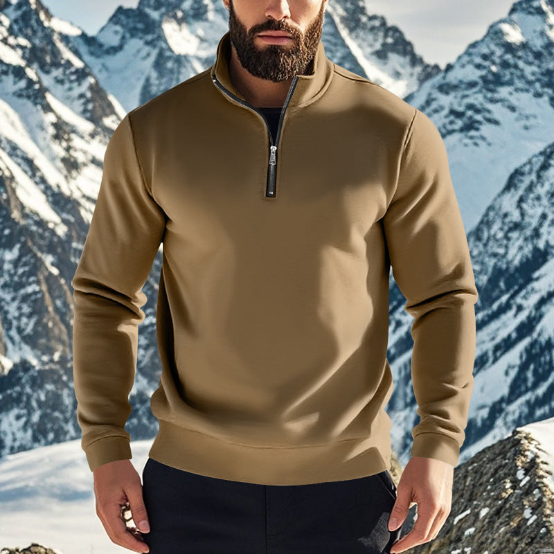 Herren nan komfortables Halbzip-Sweatshirt mit Stehkragen, leicht angerauter Innenseite und geripptem Saum Drune