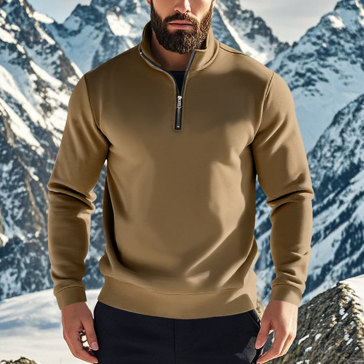 Herren nan komfortables Halbzip-Sweatshirt mit Stehkragen, leicht angerauter Innenseite und geripptem Saum Drune
