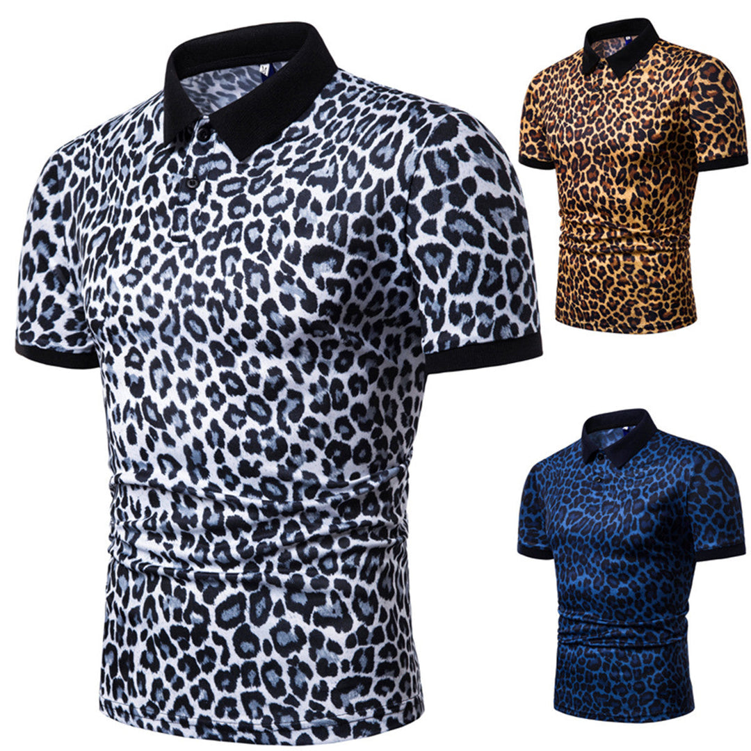 Herren Polo-Shirt mit aufregendem Leopardenmuster und modernem Schnitt Drune