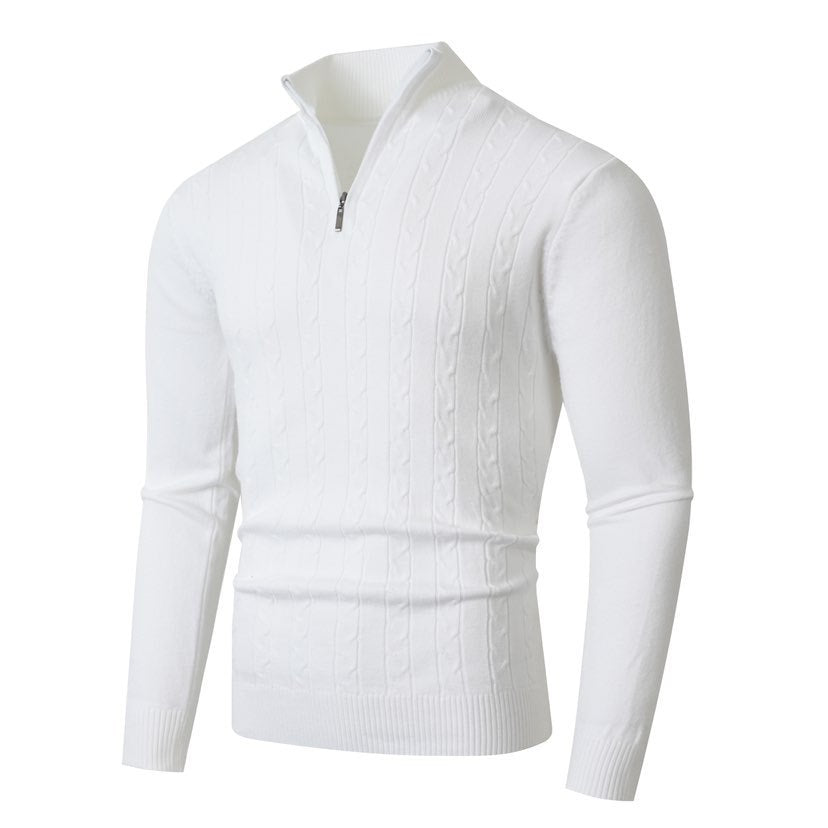 Herren stylischer Strickpullover mit hohem Stehkragen und durchgehendem Reißverschluss Drune