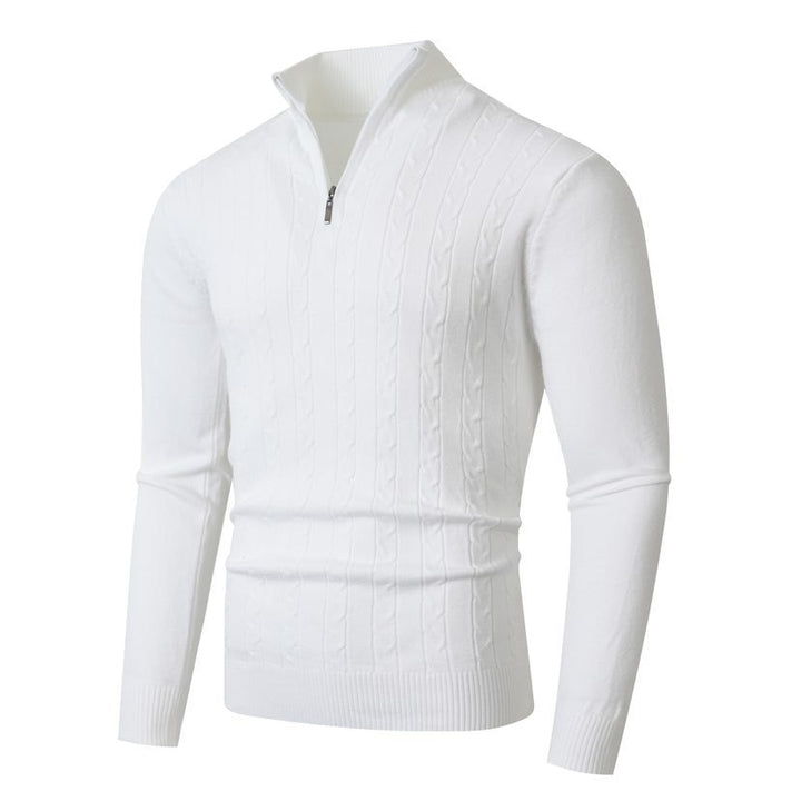 Herren stylischer Strickpullover mit hohem Stehkragen und durchgehendem Reißverschluss Drune