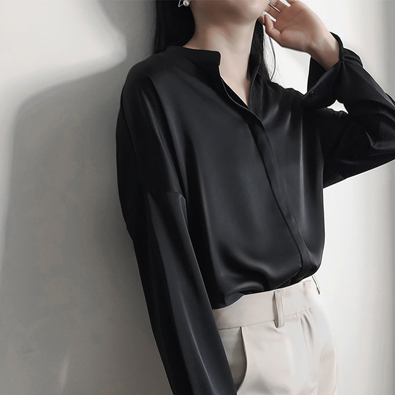 Damen Elegante Bluse aus hochwertigem Satin Drune